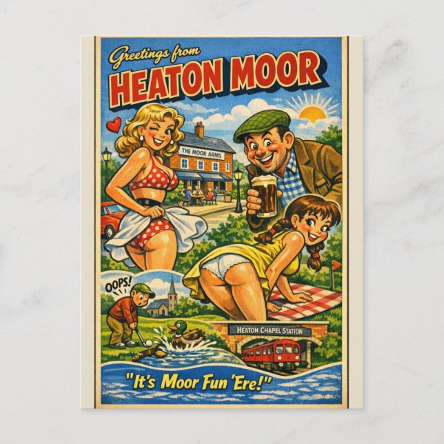 Fräck Klassisk Heaton Moor Vykort (Framsida)