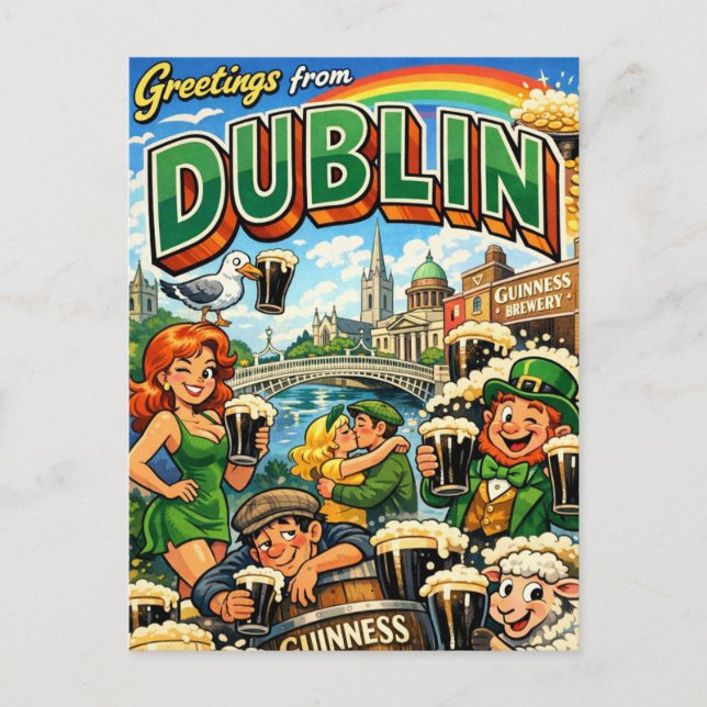 Fräck klassisk vykort från Dublin (Framsida)