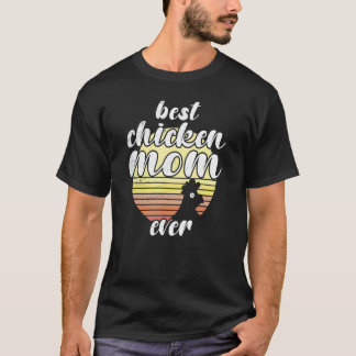 Fräck Kyckling Retro Solnedgång Bästa Kycklingmamm T Shirt