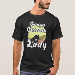Fräck Kyckling Retro Solnedgång Galen Kyckling Dam T Shirt