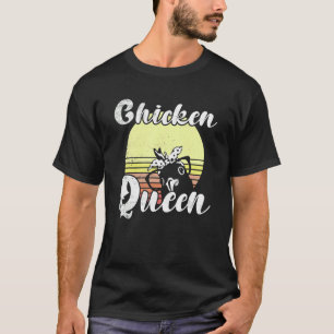 Fräck Kyckling Retro Solnedgång Kyckling Drottning T Shirt