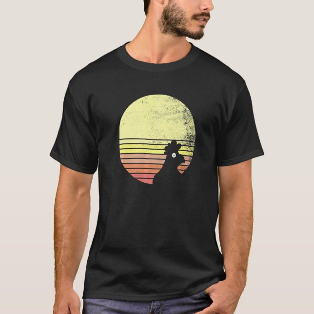 Fräck Kyckling Retro Solnedgångskyckling T Shirt (Framsida)