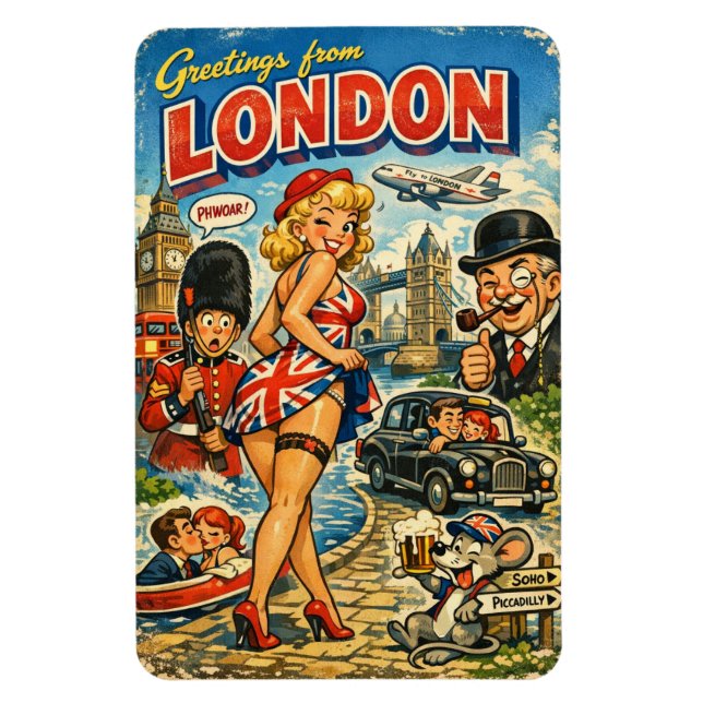 Fräck London vykortsmagnet Magnet (Vertikal)