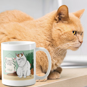 Fräck vit orange söt katt kattunge hem humor kaffemugg