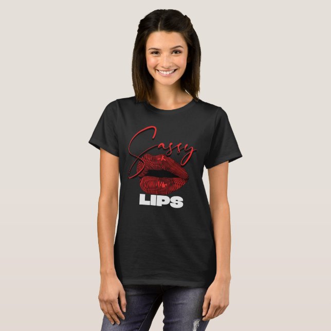 Fräcka röda läppar t shirt (Hel framsida)