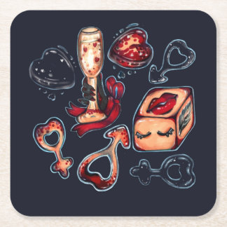 Fräcka Tärningar & Champagne Vuxna Humor Mörk Roma Underlägg Papper Kvadrat