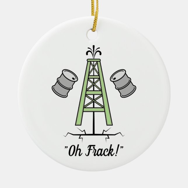 Fracking oljeplattform julgransprydnad keramik (Framsidan)