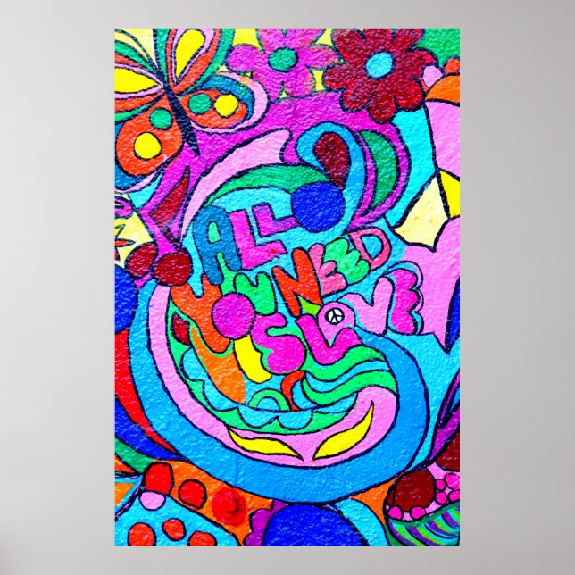 Fräcklig hippie-fred och kärlek poster (Framsidan)