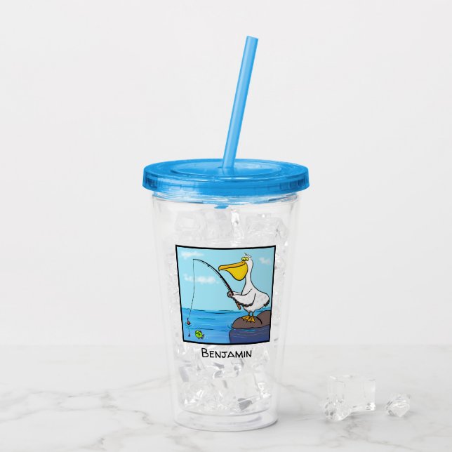 Fräcklig tecknad för fiskekärtfiskar take away mugg (Baksida Ice)