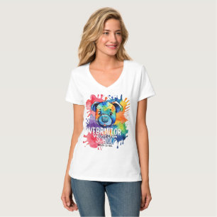 Fräcklig vattenfärgad hund t shirt