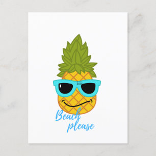 Fräckt ananas-kyla med sommarsolglasögon vykort