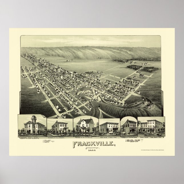 Frackville, PA Panoramic Karta - 1889 Poster (Framsidan)