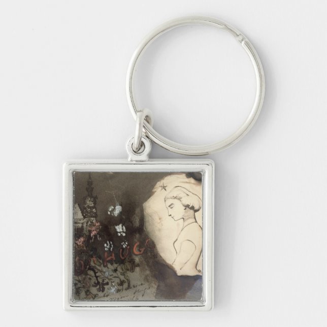 Fracta Juventus, 1864 Fyrkantig Silverfärgad Nyckelring (Framsidan)