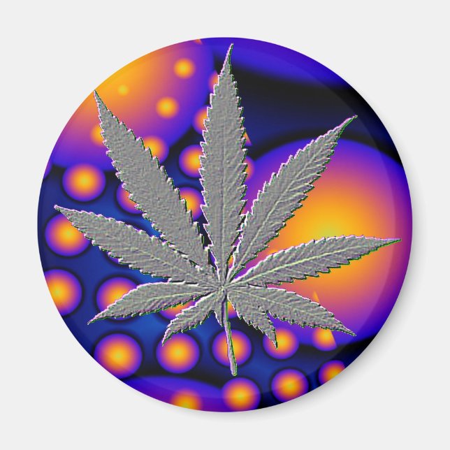 Fractal2s med präglad pot löv magnet (Framsidan)