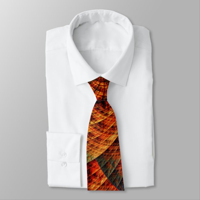 Fractal Abstrakt Swirls Orange Guld Neck Tie Slips (Bunden)
