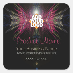 Fractal Angel Produktetikett med Logotyp Oval Stic Fyrkantigt Klistermärke