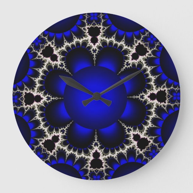 Fractal Ar tBlue/Black Clock Stor Klocka (Framsida)