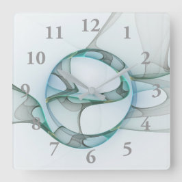 Fractal Art Blå turkos Grått Abstrakt Elegance Fyrkantig Klocka