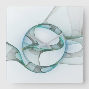 Fractal Art Blå turkos Grått Abstrakt Elegance Fyrkantig Klocka
