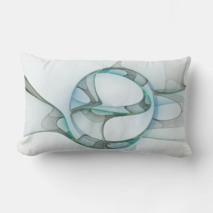 Fractal Art Blå turkos Grått Abstrakt Elegance Lumbarkudde