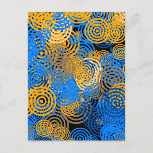 Fractal Art Blue Circles Swirl Mandala Wall Art Vykort