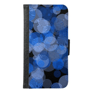 Fractal Art Blue Geometric Circles Swirl Mandala Plånboksfodral För Samsung Galaxy S6