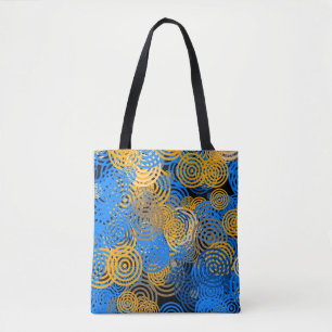 Fractal Art Blue Geometric Circles Swirl Mandala Tygkasse