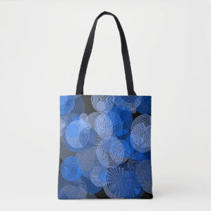 Fractal Art Blue Geometric Circles Swirl Mandala Tygkasse