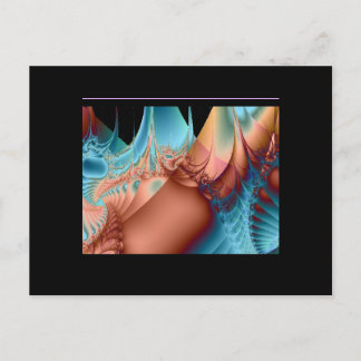 Fractal Art Blues & Peach Postcard Vykort