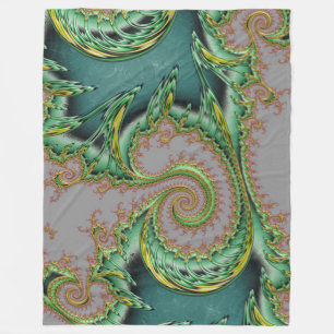 Fractal art deco stil grönt guld grått fleecefilt