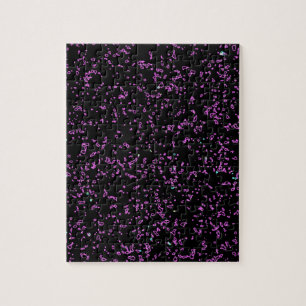 Fractal Art Lila Rosa Glitter Mönster Black Pussel