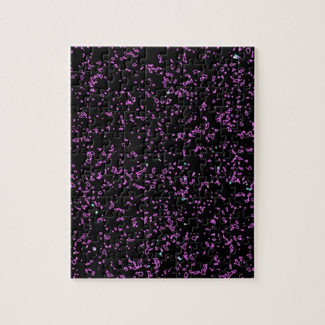 Fractal Art Lila Rosa Glitter Mönster Black Pussel (Vertikal)