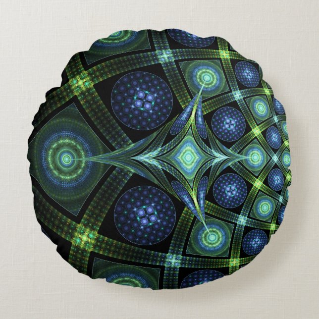Fractal Art Mandala Universe Round Dekorativ kudde (Framsidan)