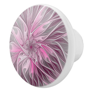 Fractal Art Rosa Flower Dream, Blommigt Fantasy Knopp