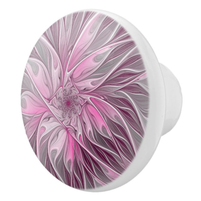 Fractal Art Rosa Flower Dream, Blommigt Fantasy Knopp (Höger)