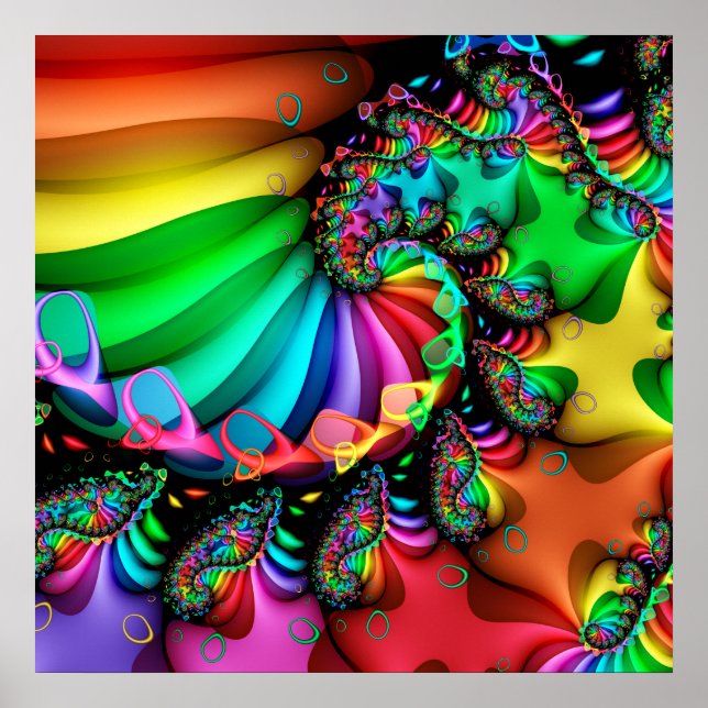 Fractal Art Spiral Melodic Rainbow Poster (Framsidan)