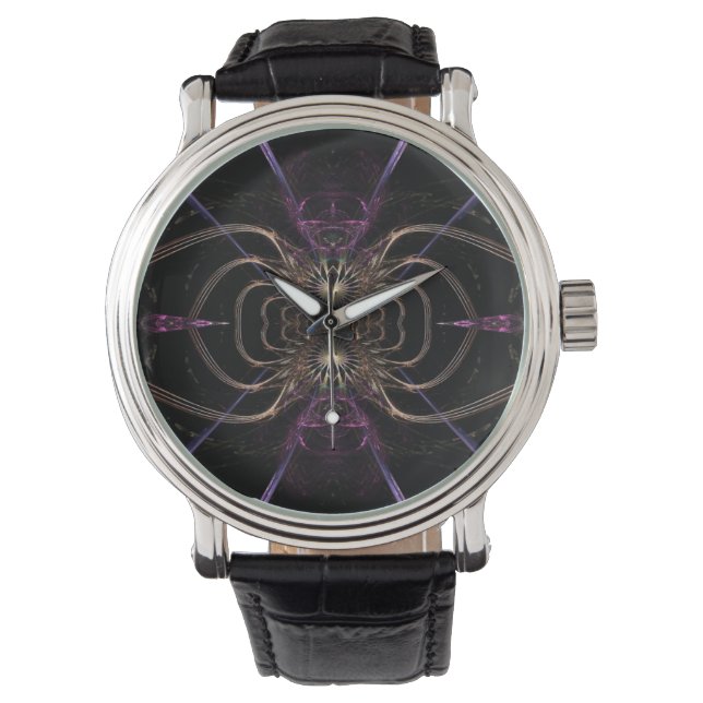 Fractal Artist: Guld & Lila Watch Armbandsur (Framsida)