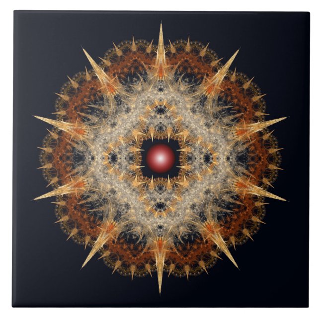 Fractal barbed-stjärna, ornament kakelplatta (Framsidan)