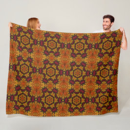 Fractal Bloom in Autumn Hues Fleece Blanket
