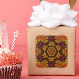 Fractal Bloom in Autumn Hues Fyrkantigt Klistermärke