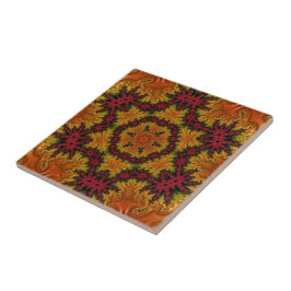 Fractal Bloom in Autumn Hues Kakelplatta