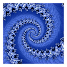 Fractal Blue Dubbla Spiral Poster