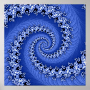 Fractal Blue Dubbla Spiral Poster