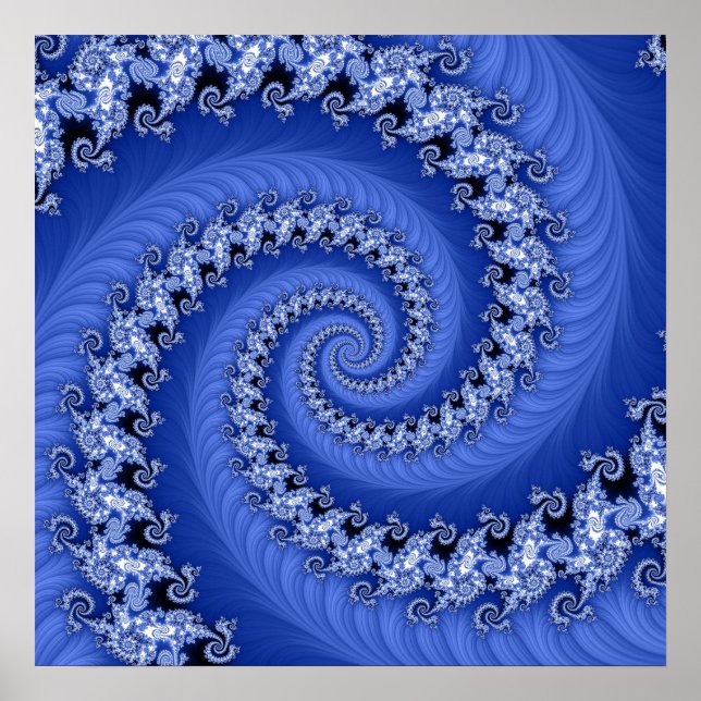 Fractal Blue Dubbla Spiral Poster (Framsidan)