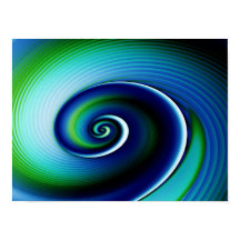 Fractal Blue Grönt Spiral Abstrakt Art