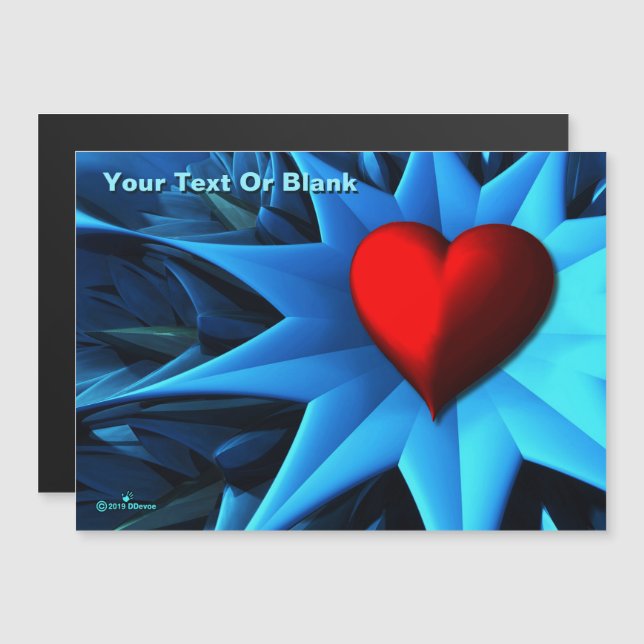 Fractal Blue Heart Flower (Fram/baksida)