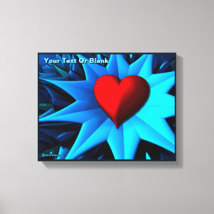 Fractal Blue Heart Flower Canvastryck