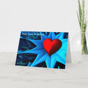 Fractal Blue Heart Flower Kort