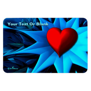 Fractal Blue Heart Flower Magnet