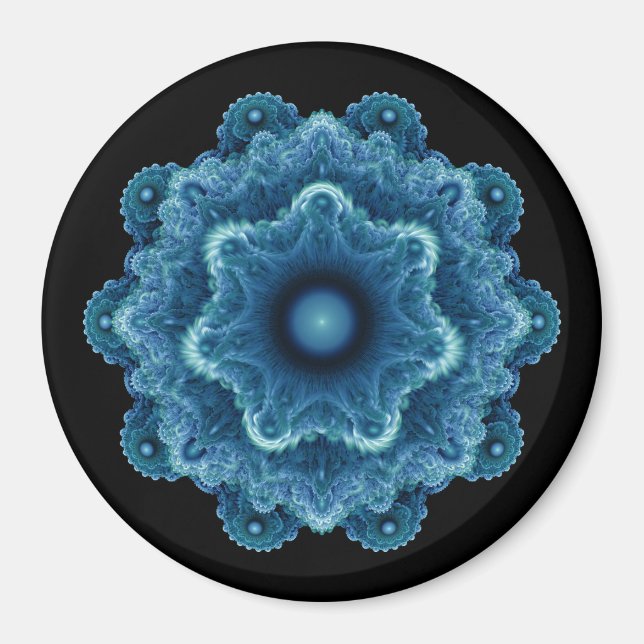 Fractal blue Natural mönster Magnet (Framsidan)